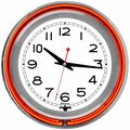 Trademark Global 14 in. Double Ring Neon Clock Orange Outer White Inner TR567540